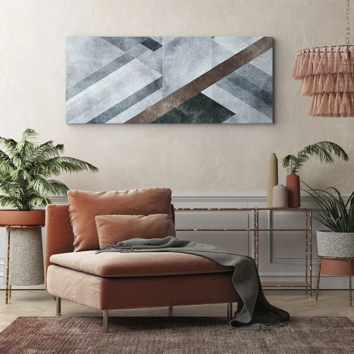 Cuadro sobre lienzo - Impresión de Imagen - Sofisticada elegancia de la geometría - 100x40 cm