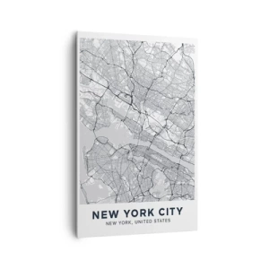 Cuadro sobre lienzo - Impresión de Imagen - Un mapa de la ciudad en estilo minimalista sobre un fondo gris. - 80x120cm - Anatomía de una metrópolis - Decoración de pared moderna para salón y dormitorio ARTTOR