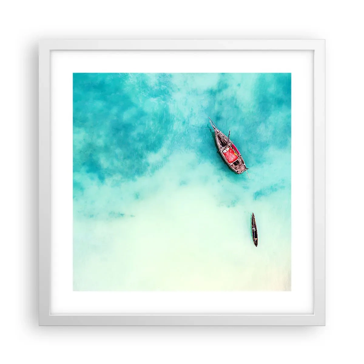 Póster en marco blanco - Porque en las playas de Zanzíbar, cuando las aguas se desbordan... - 40x40 cm