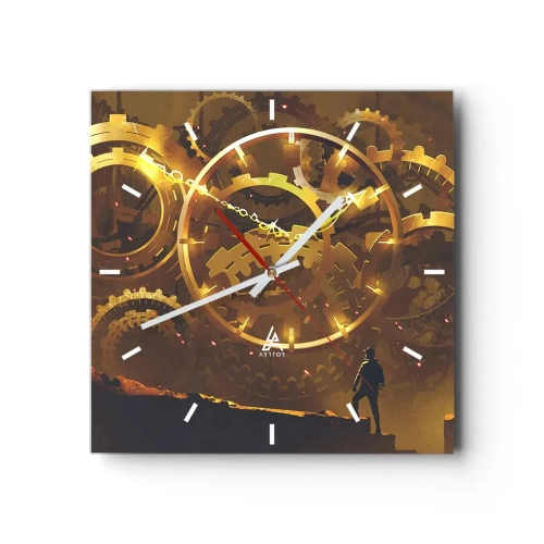 Reloj de pared - Reloj de vidrio - En la fuente del tiempo - 40x40 cm