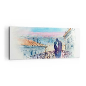 Cuadro sobre lienzo - Impresión de Imagen - Los amantes de París - 100x40 cm