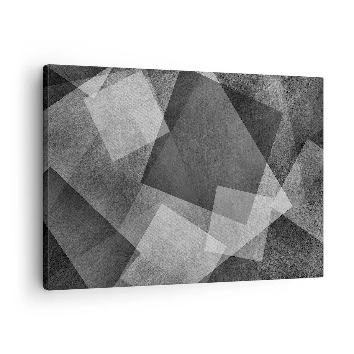 Cuadro sobre lienzo - Impresión de Imagen - Abstracción en blanco y negro con formas geométricas. - 70x50cm - Un símbolo eterno de permanencia y orden - Decoración de pared moderna para salón y dormitorio ARTTOR