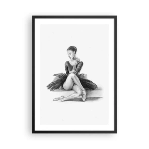 Póster en marco negro - Boceto de una bailarina sentada en reposo - 50x70cm - Amante de la danza - Decoración de pared moderna para salón y dormitorio ARTTOR