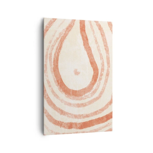 Cuadro sobre lienzo - Impresión de Imagen - Un motivo abstracto de líneas concéntricas en tonos terracota. - 80x120cm - Círculos de coral - composición - Decoración de pared moderna para salón y dormitorio ARTTOR
