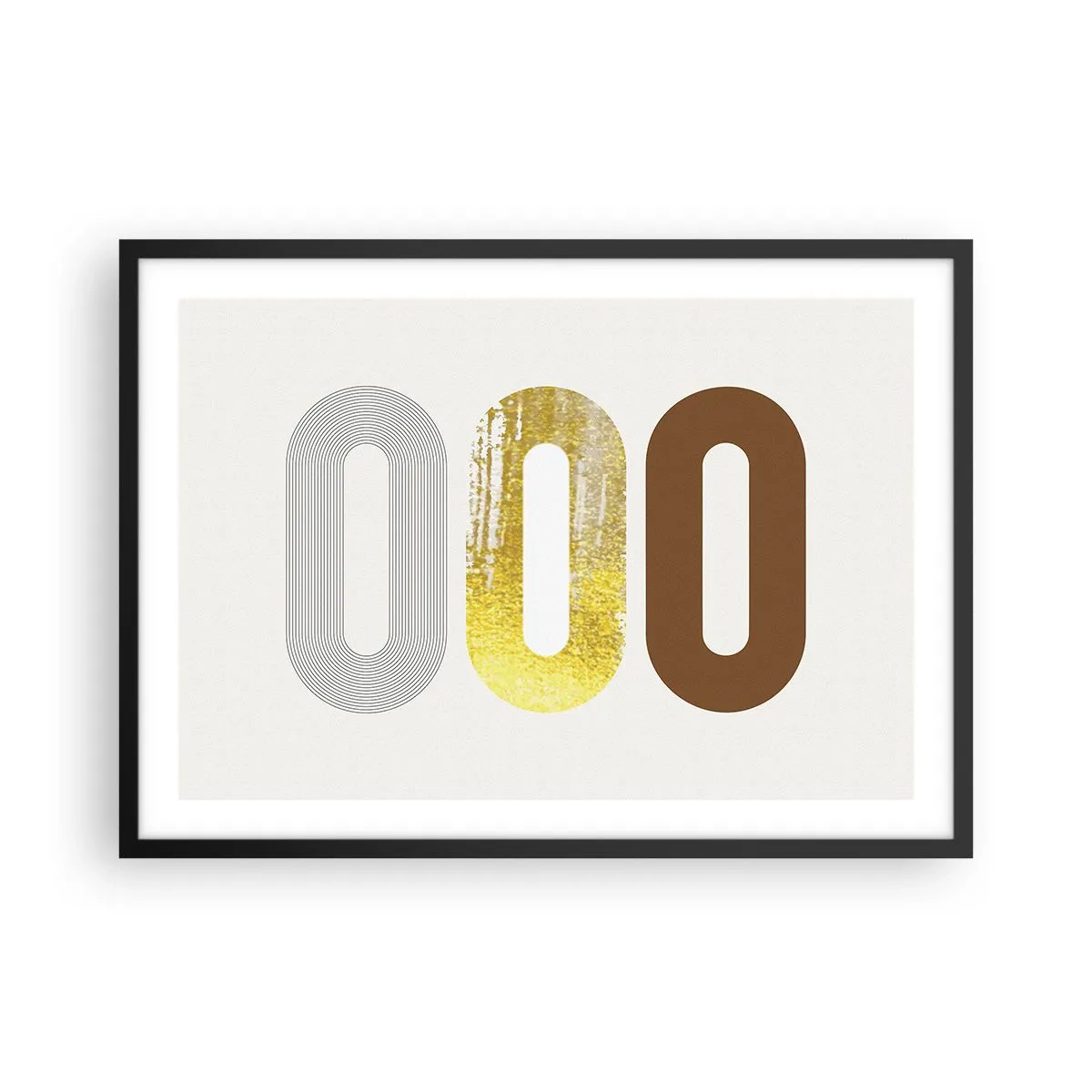 Póster en marco negro - Motivo abstracto de tres formas geométricas - 70x50cm - ¡Ooo! - Decoración de pared moderna para salón y dormitorio ARTTOR