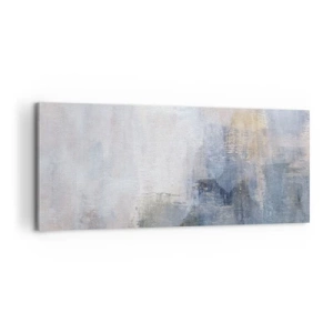 Cuadro sobre lienzo - Impresión de Imagen - Manchas abstractas sutiles en tonos azules y beige - 120x50cm - Tonos de color - Decoración de pared moderna para salón y dormitorio ARTTOR