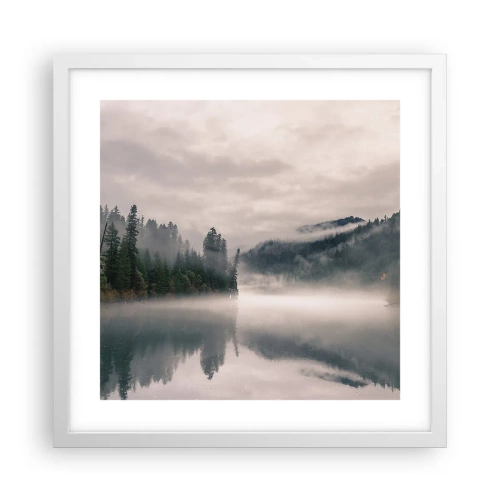 Póster en marco blanco - En el ensueño, en la niebla - 40x40 cm