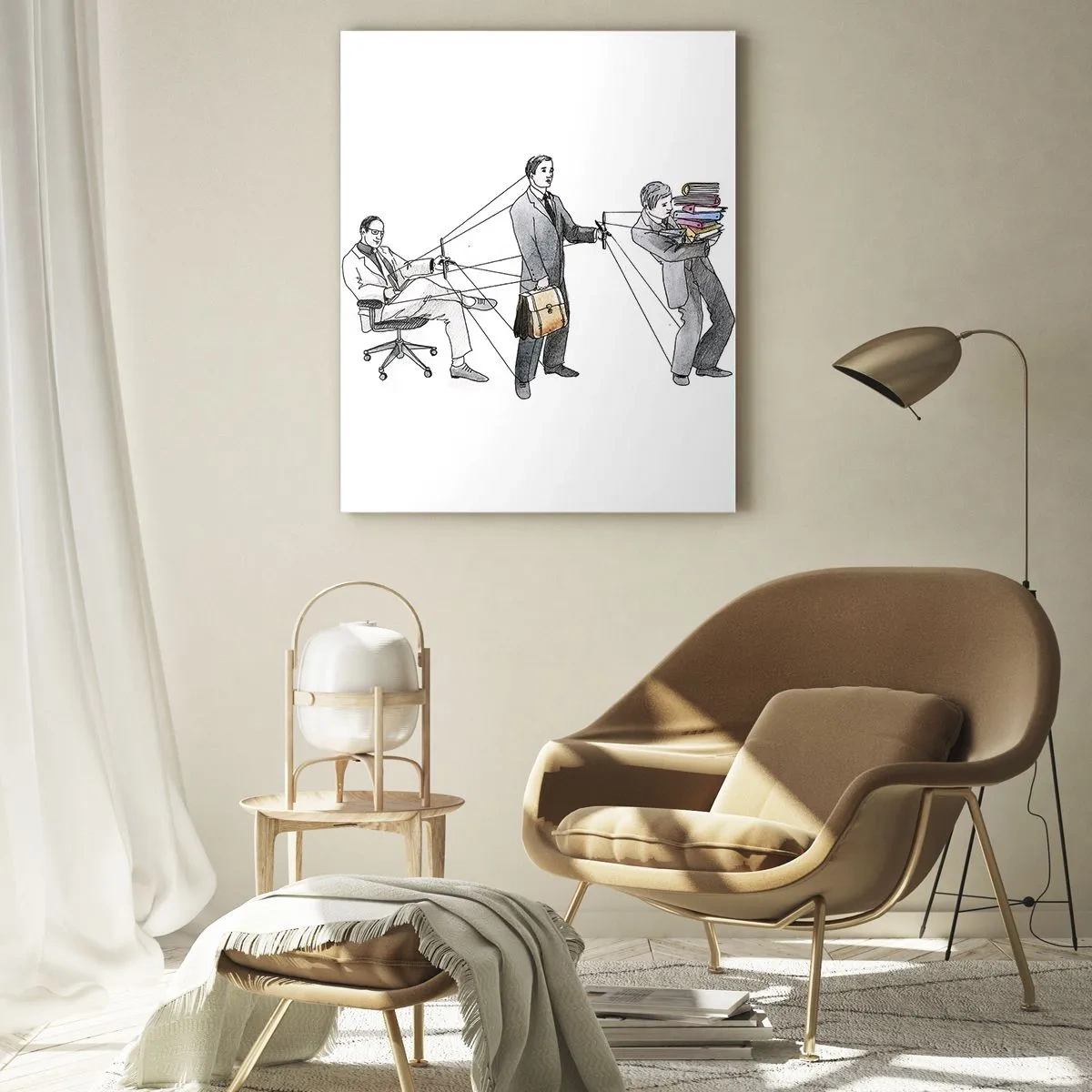 Cuadro sobre vidrio - Impresiones sobre Vidrio - Ilustración de la jerarquía del trabajo de oficina - 50x70cm - Cada cual tiene su señor - Decoración de pared moderna para salón y dormitorio ARTTOR