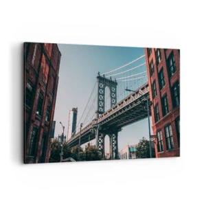 Cuadro sobre lienzo - Impresión de Imagen - Un puente entre edificios en un paisaje urbano - 120x80cm - Sobre el fluir de la ciudad - Decoración de pared moderna para salón y dormitorio ARTTOR