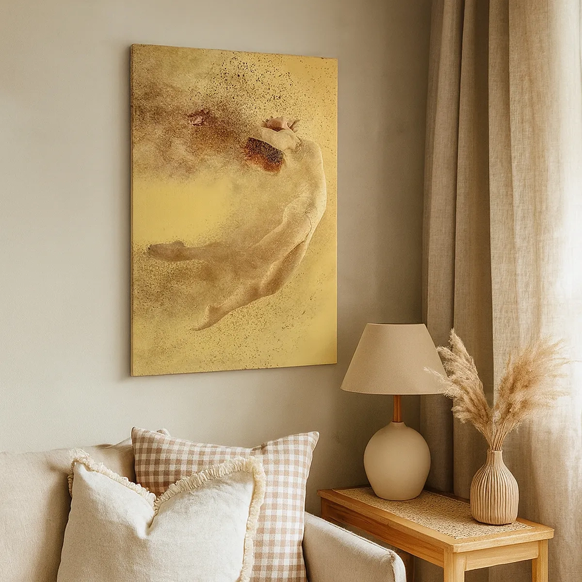 Cuadro sobre lienzo - Impresión de Imagen - Una figura en movimiento dinámico con efecto de desintegración. - 50x70cm - En una exaltación danzante - Decoración de pared moderna para salón y dormitorio ARTTOR