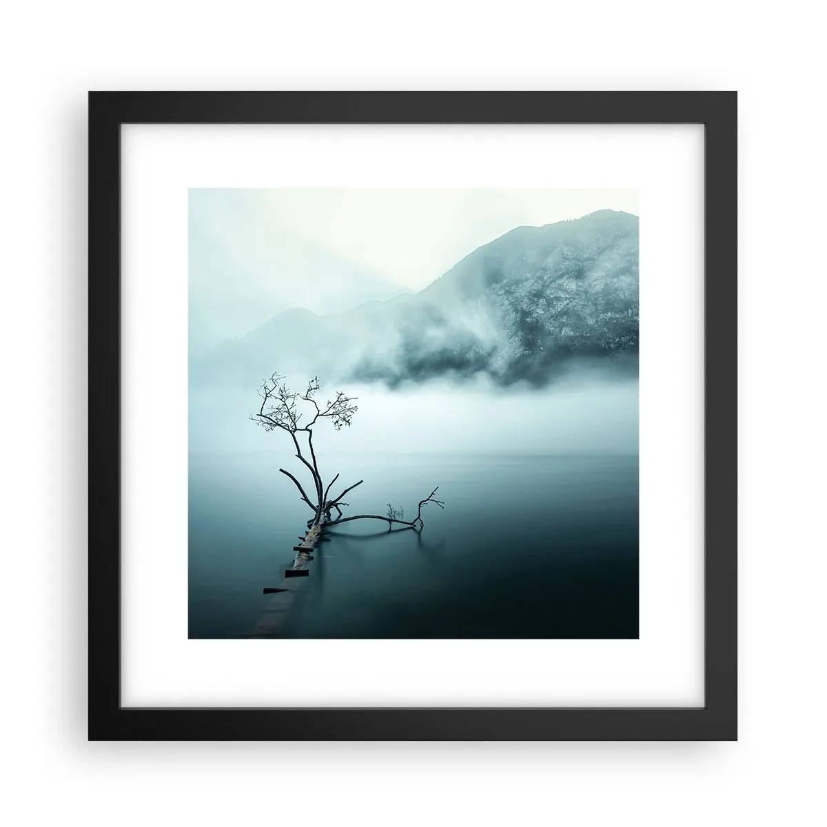 Póster en marco negro - Fuera del agua y de la niebla - 30x30 cm
