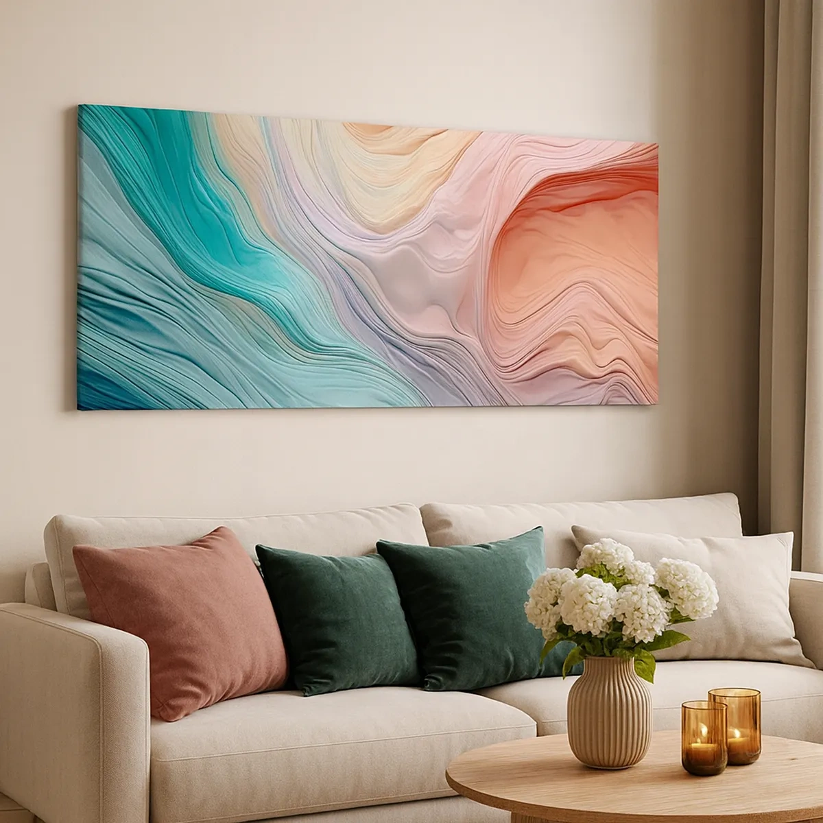 Cuadro sobre lienzo - Impresión de Imagen - Ola arco iris - 30x30 cm