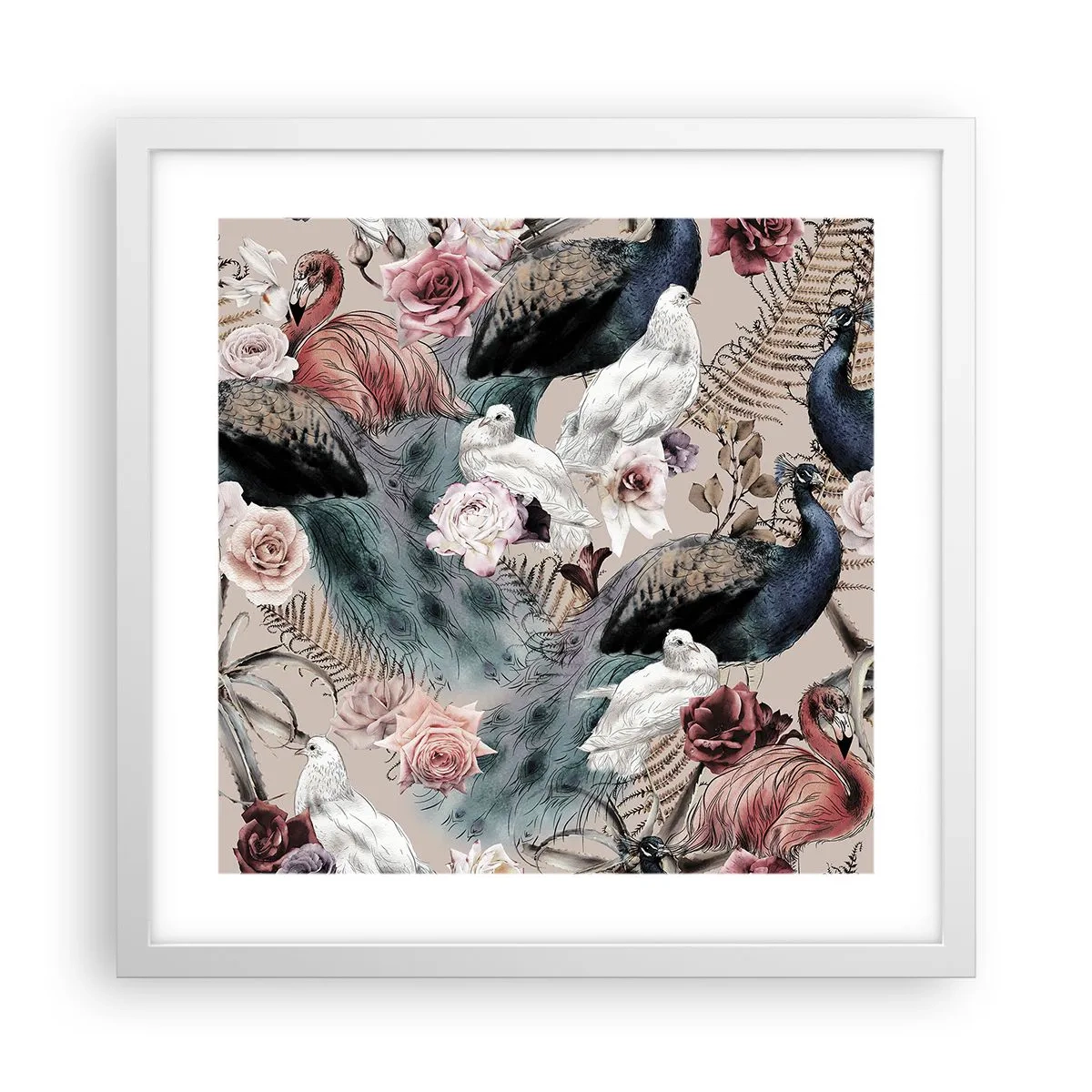 Póster en marco blanco - En un jardín de palacio - 40x40 cm