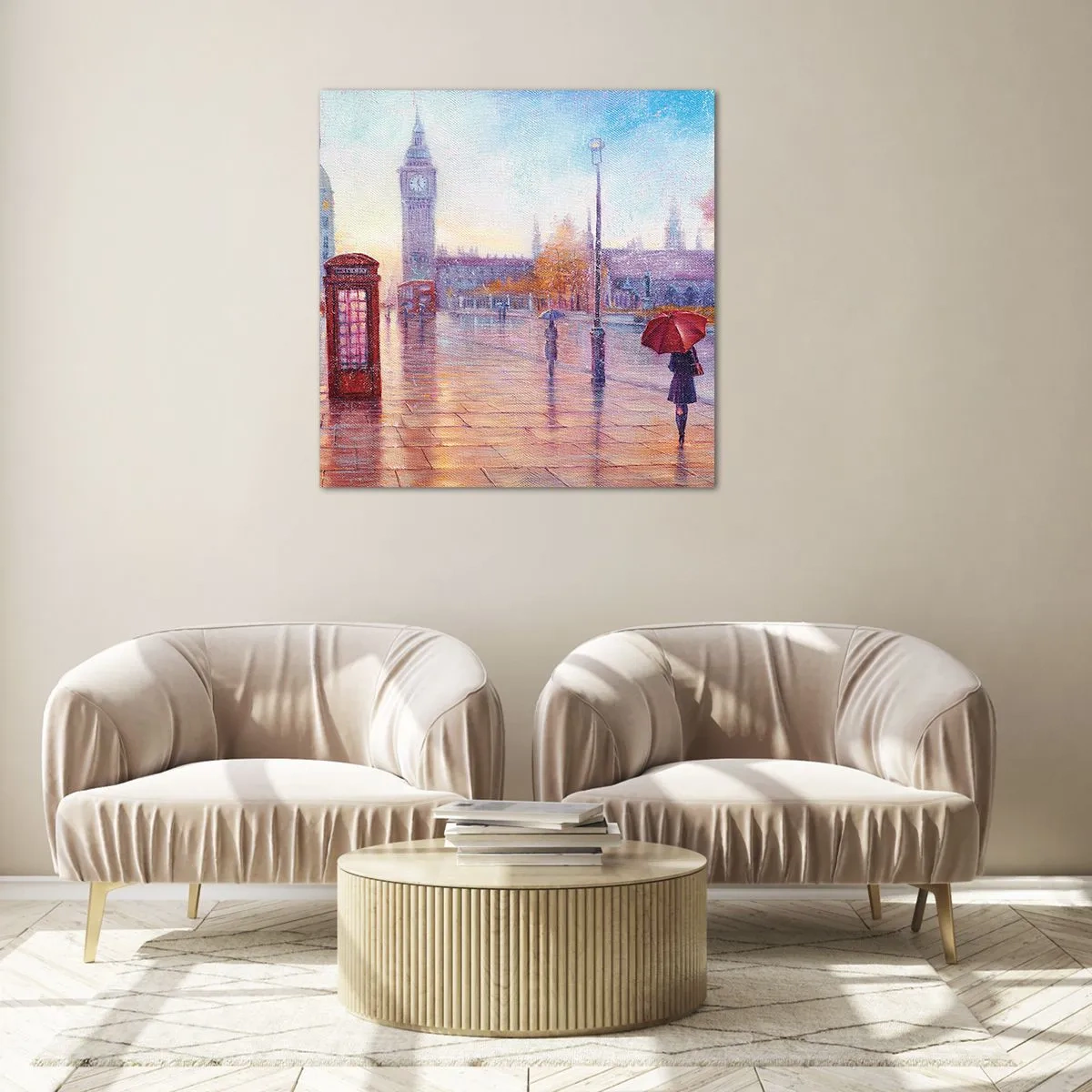 Cuadro sobre vidrio - Impresiones sobre Vidrio - Un día de otoño en Londres - 30x30 cm