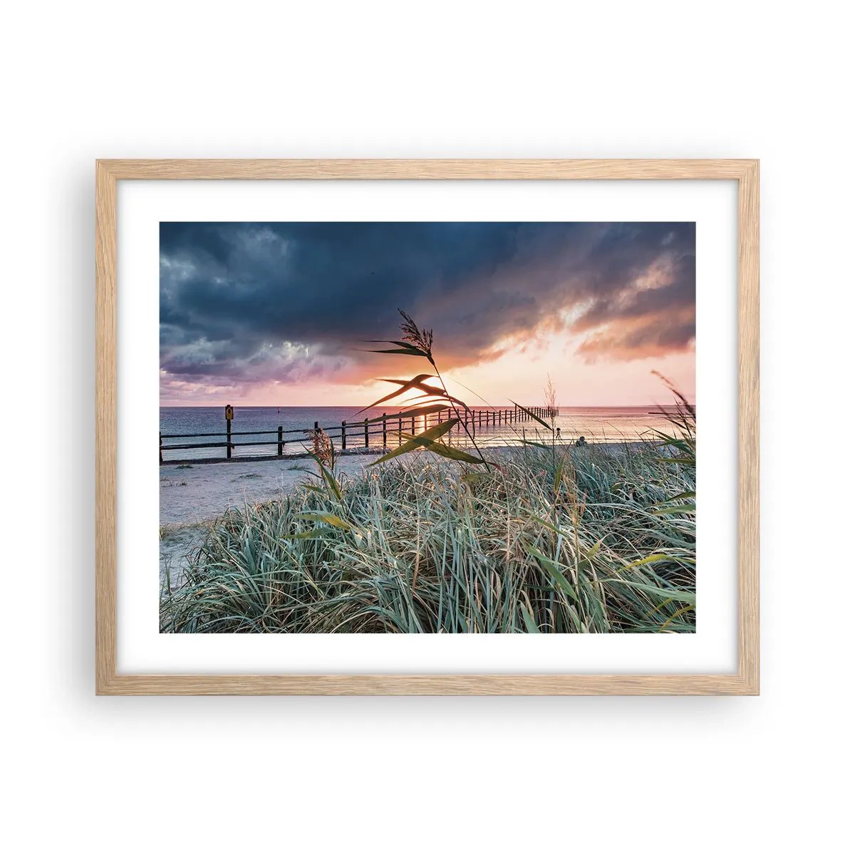 Póster en marco roble claro - Bailando con el viento - 50x40 cm