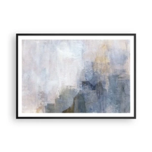 Póster en marco negro - Manchas abstractas sutiles en tonos azules y beige - 100x70cm - Tonos de color - Decoración de pared moderna para salón y dormitorio ARTTOR