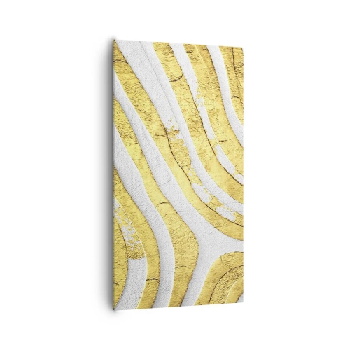 Cuadro sobre lienzo - Impresión de Imagen - Una composición en blanco y oro - 65x120 cm