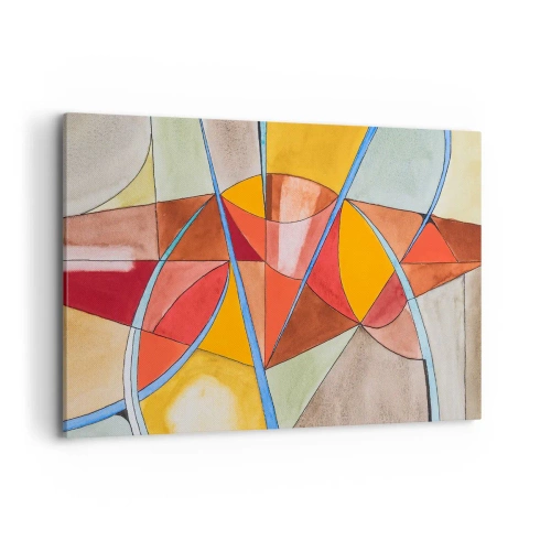 Cuadro sobre lienzo - Impresión de Imagen - Una composición abstracta en vivos colores geométricos. - 120x80cm - Carrusel de sueños - Decoración de pared moderna para salón y dormitorio ARTTOR