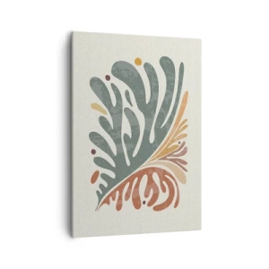 Cuadro sobre lienzo - Impresión de Imagen - Hoja abstracta colorida sobre un fondo claro - 50x70cm - Hoja multicolor - Decoración de pared moderna para salón y dormitorio ARTTOR