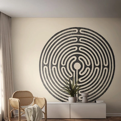Fotomural personalizado Autoadhesivo Deluxe Sticker - Orden misterioso - Laberinto, Minimalismo, En blanco y negro