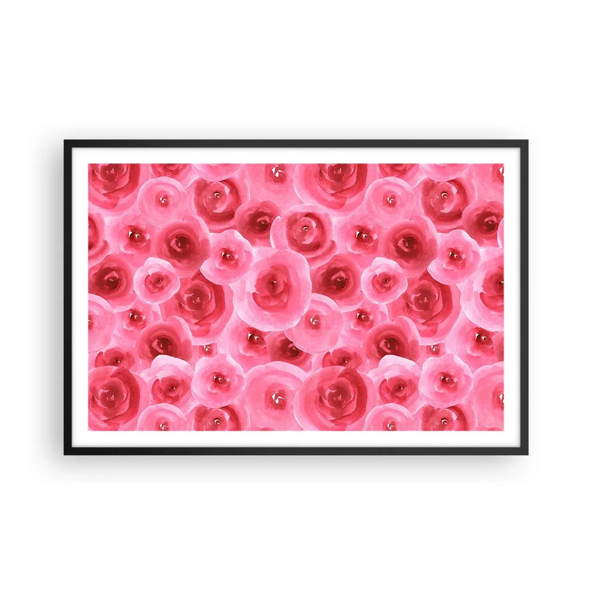 Póster en marco negro - Rosas abajo y arriba - 91x61 cm