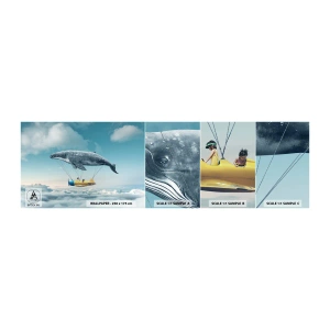 Muestra de fotomural autoadhesivo Deluxe Sticker - ¿Por qué no? - Ballena, Niños, Avión - 100x30 cm