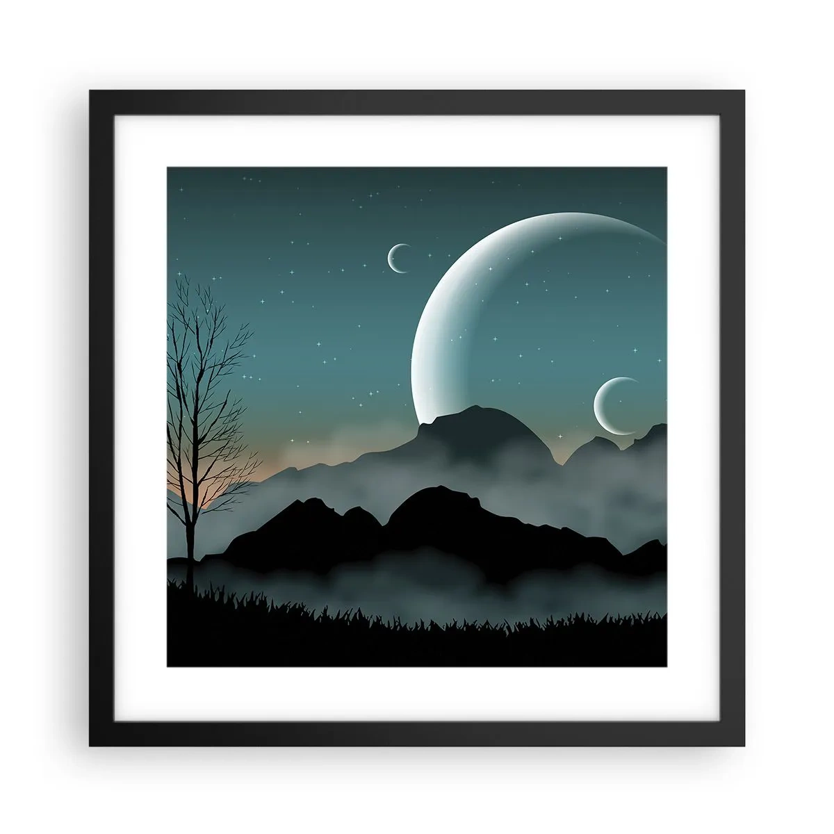 Póster en marco negro - Un carnaval de noche estrellada - 40x40 cm