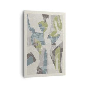 Cuadro sobre lienzo - Impresión de Imagen - Formas abstractas en verde y azul sobre un fondo claro - 70x100cm - Composición tras vidriera - Decoración de pared moderna para salón y dormitorio ARTTOR