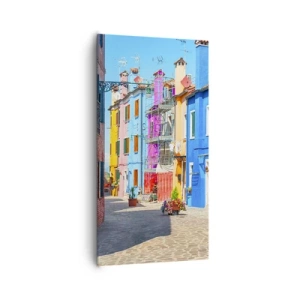 Cuadro sobre lienzo - Impresión de Imagen - Pueblo colorido - 65x120 cm