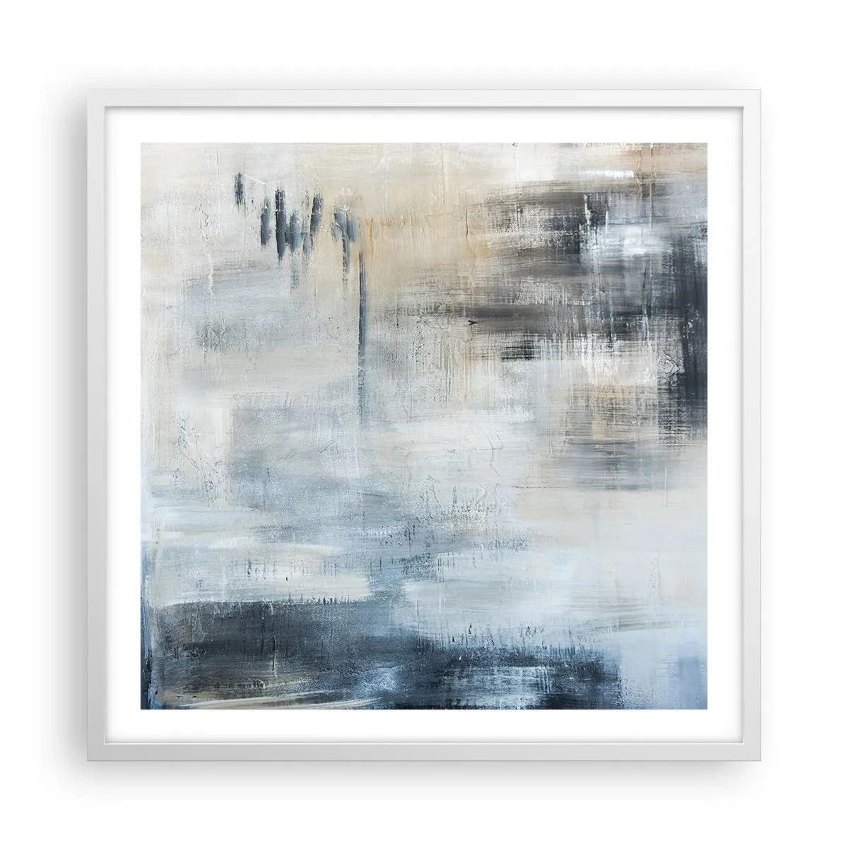 Póster en marco blanco - Detrás de un velo azul - 60x60 cm