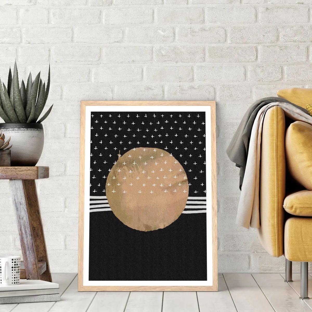 Póster en marco roble claro - Composición: bandera de la galaxia - 70x100 cm