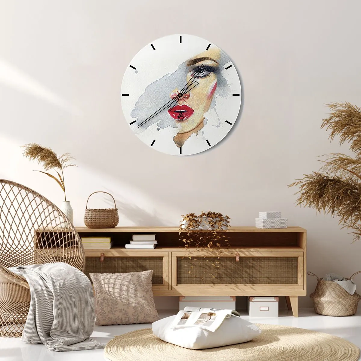 Reloj de pared - Reloj de vidrio - Reflejo en una gota de agua - 30x30 cm