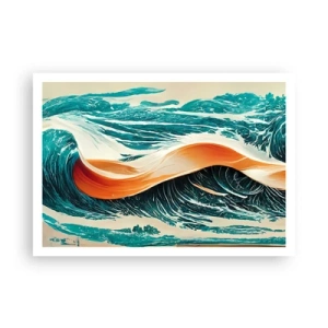 Póster - Olas marinas dinámicas con cinta abstracta - 100x70cm - El sueño de un surfista - Decoración de pared moderna para salón y dormitorio ARTTOR