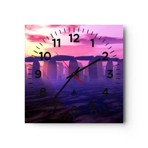 Reloj de pared - Reloj de vidrio - Misterio al amanecer en la niebla - 40x40 cm