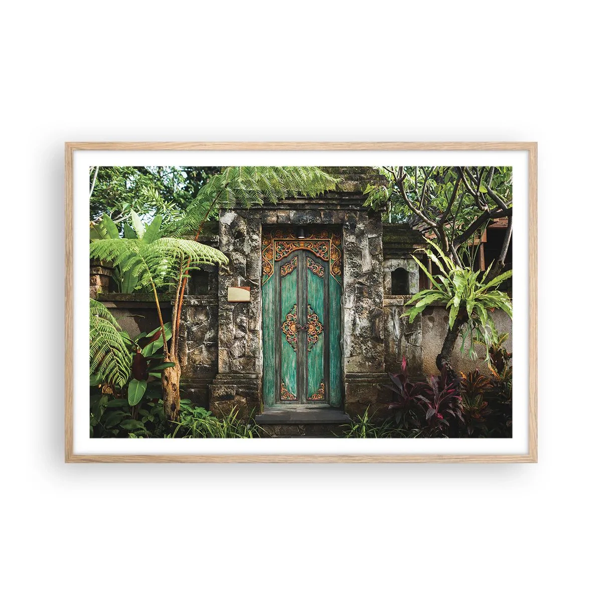 Póster en marco roble claro - Una puerta a un mundo exótico - 91x61 cm