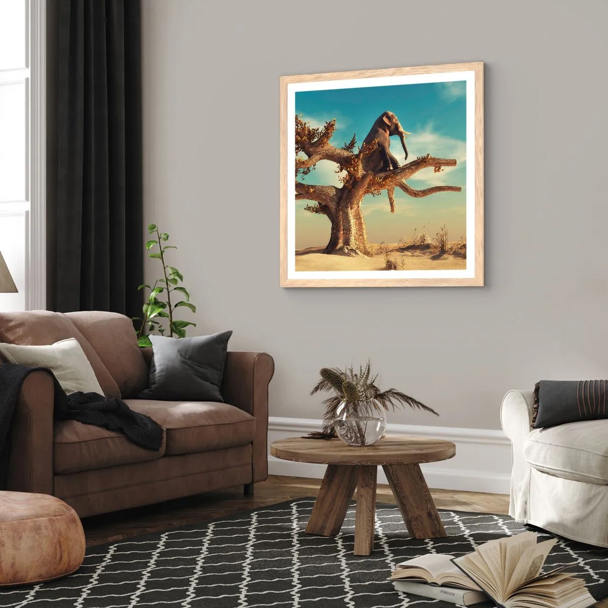 Póster en marco roble claro - Un nuevo punto de vista - 40x40 cm