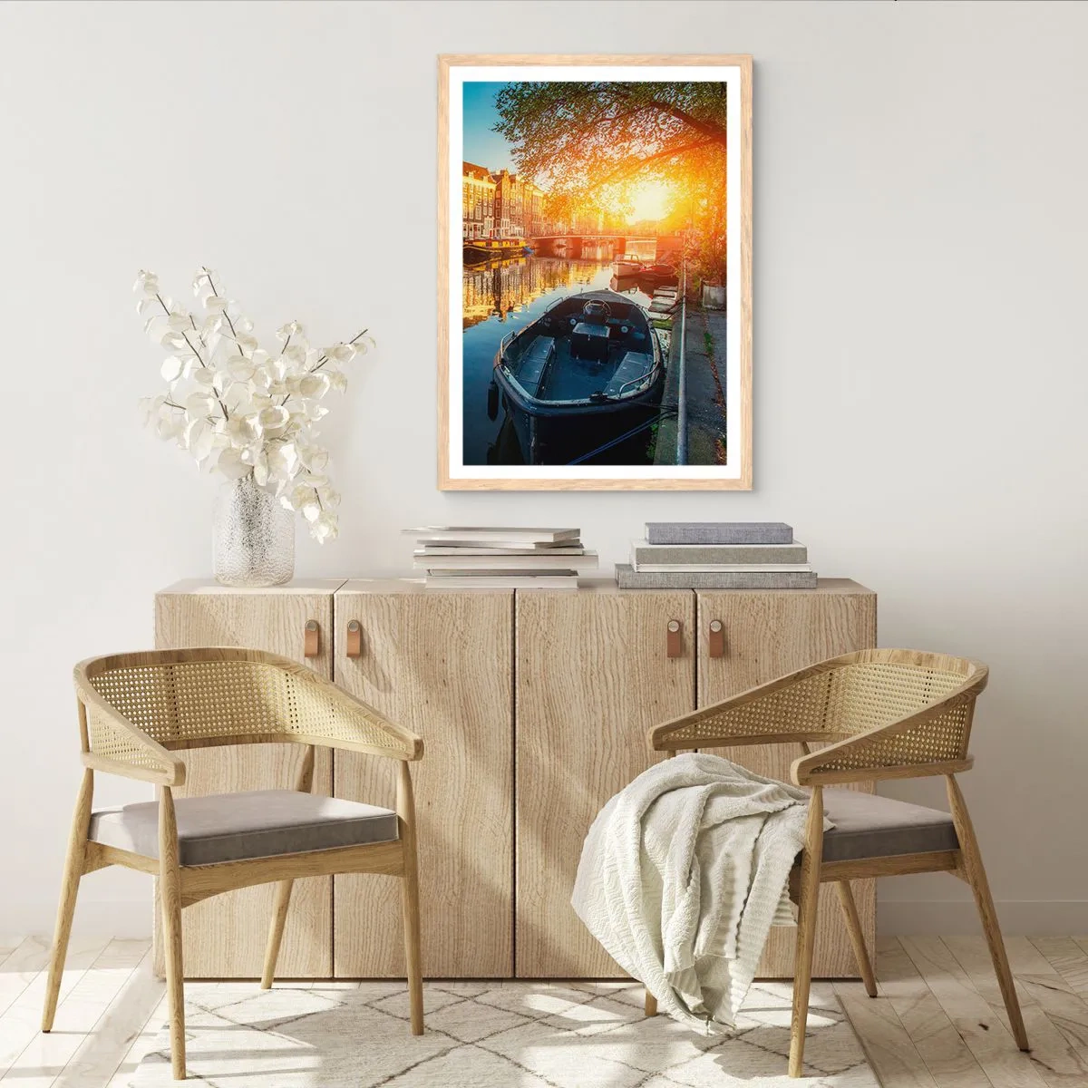 Póster en marco roble claro - Mañana en Ámsterdam - 70x100 cm