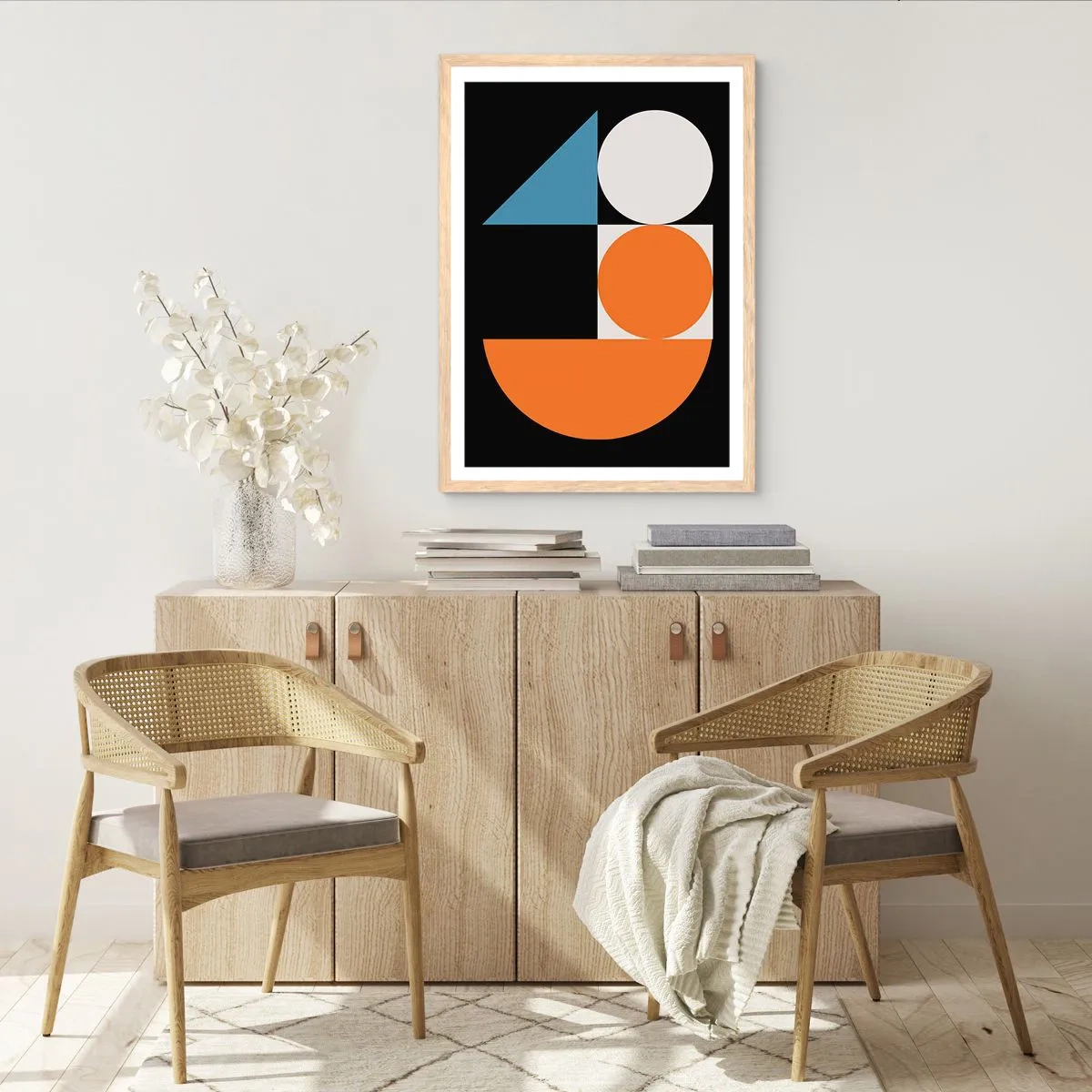 Póster en marco roble claro - Diseño con figuras - 40x50 cm