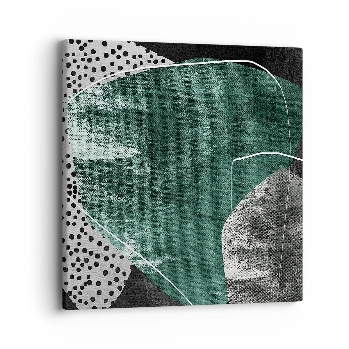 Cuadro sobre lienzo - Impresión de Imagen - Abstracción colorista con un copo de oro - 40x40 cm