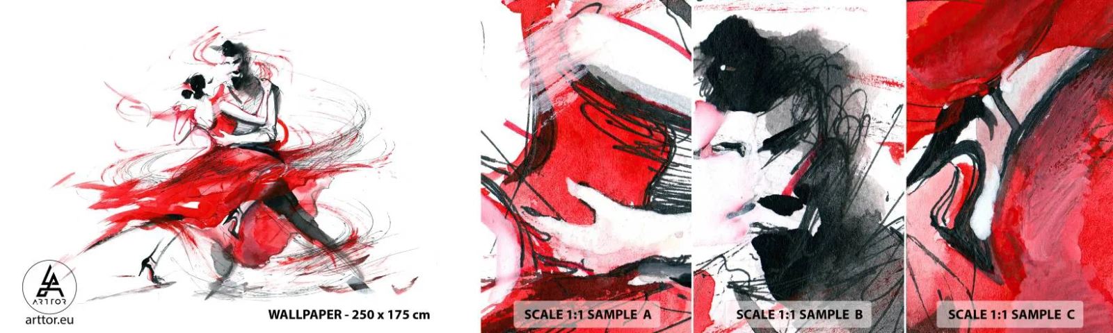 Muestra de fotomural autoadhesivo Deluxe Sticker - El tango: el ritmo de la pasión - Abstracción, Bailar, Bailarín - 100x30 cm