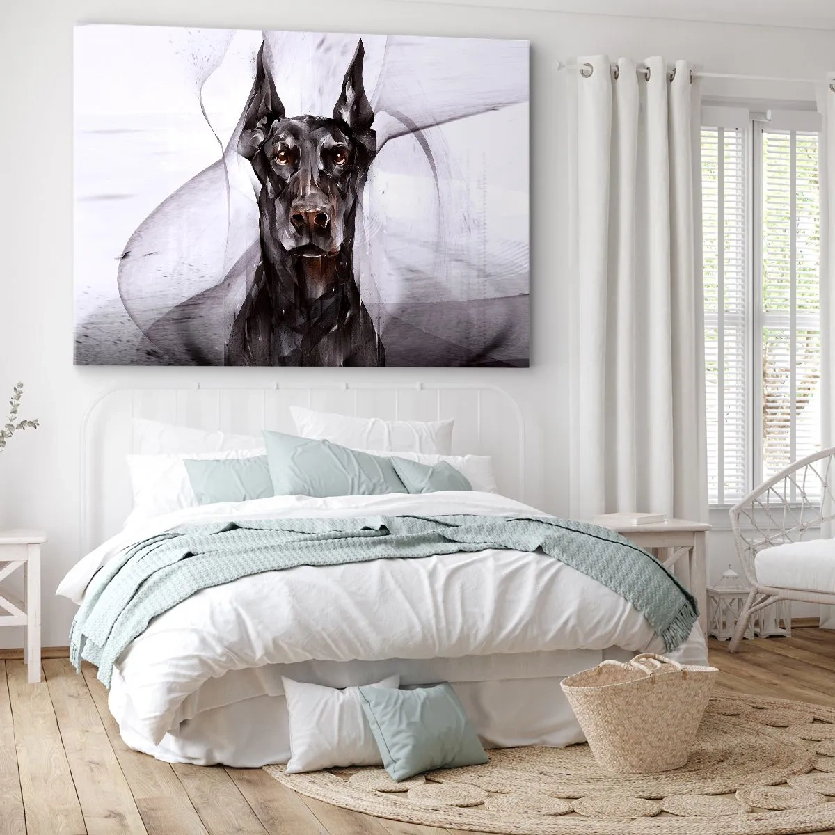 Cuadro sobre lienzo - Impresión de Imagen - Retrato abstracto de un perro en un enfoque artístico - 70x50cm - Nacido noble - Decoración de pared moderna para salón y dormitorio ARTTOR