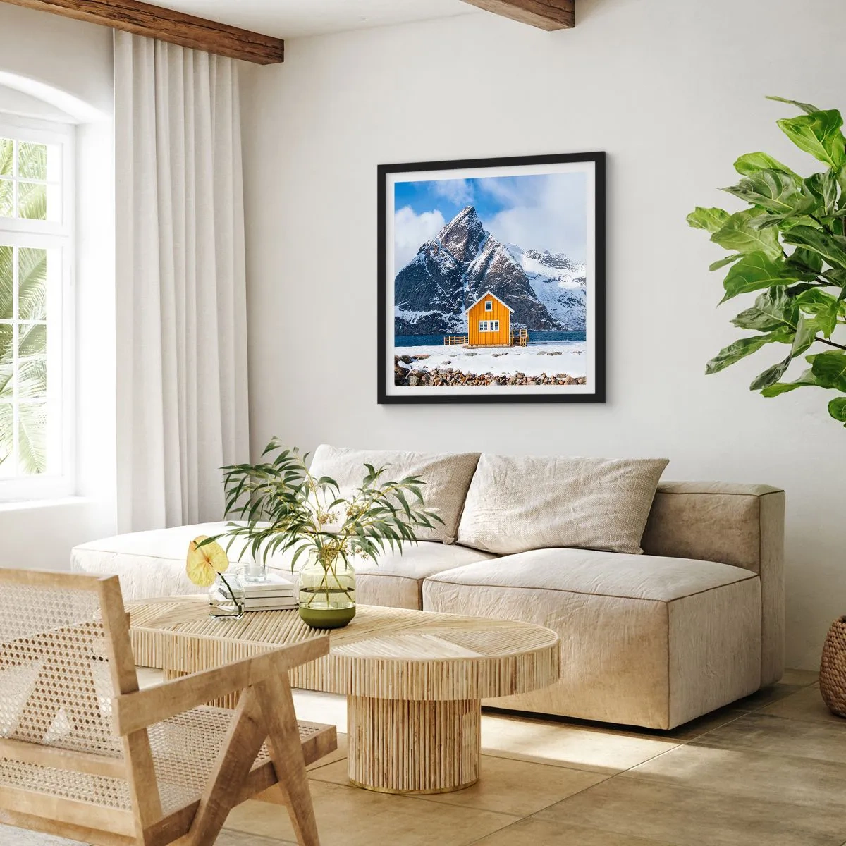 Póster en marco negro - Vacaciones escandinavas - 50x50 cm