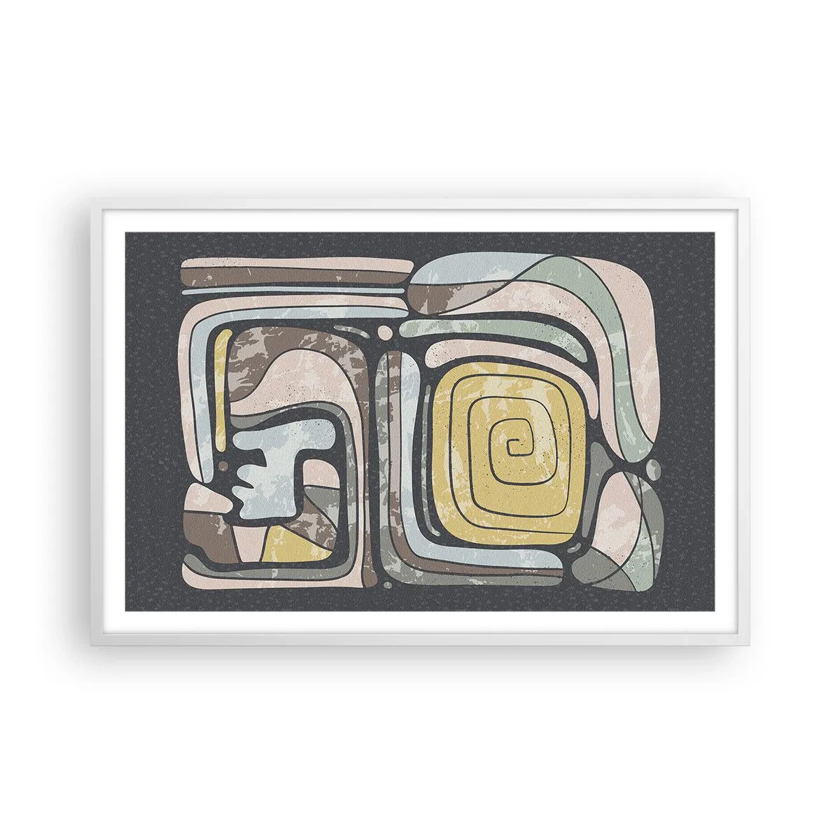 Póster en marco blanco - Abstracción con espíritu precolombino - 91x61 cm