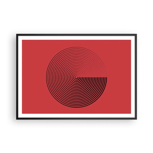Póster en marco negro - Círculos concéntricos sobre fondo rojo - 100x70cm - Movimiento circular - Decoración de pared moderna para salón y dormitorio ARTTOR
