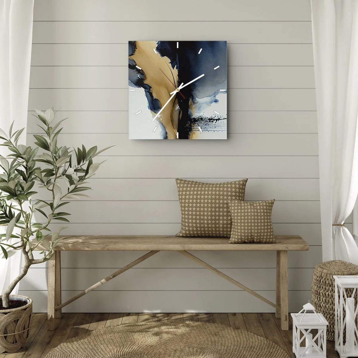 Reloj de pared - Reloj de vidrio - Tras el telón - 40x40 cm