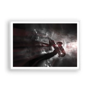 Póster en marco blanco - En el vapor del jazz - 100x70 cm
