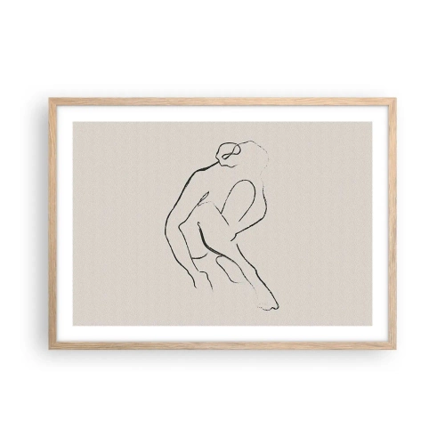 Póster en marco roble claro - Boceto íntimo - 70x50 cm