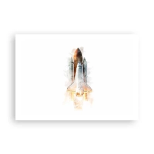Póster - Una interpretación artística en acuarela de un transbordador espacial despegando. - 100x70cm - El comienzo de la exploración - Decoración de pared moderna para salón y dormitorio ARTTOR