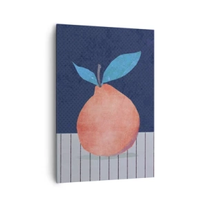 Cuadro sobre lienzo - Impresión de Imagen - Fruta abstracta sobre un fondo de colores contrastantes y líneas rectas. - 70x100cm - Convexidad y plano - Decoración de pared moderna para salón y dormitorio ARTTOR