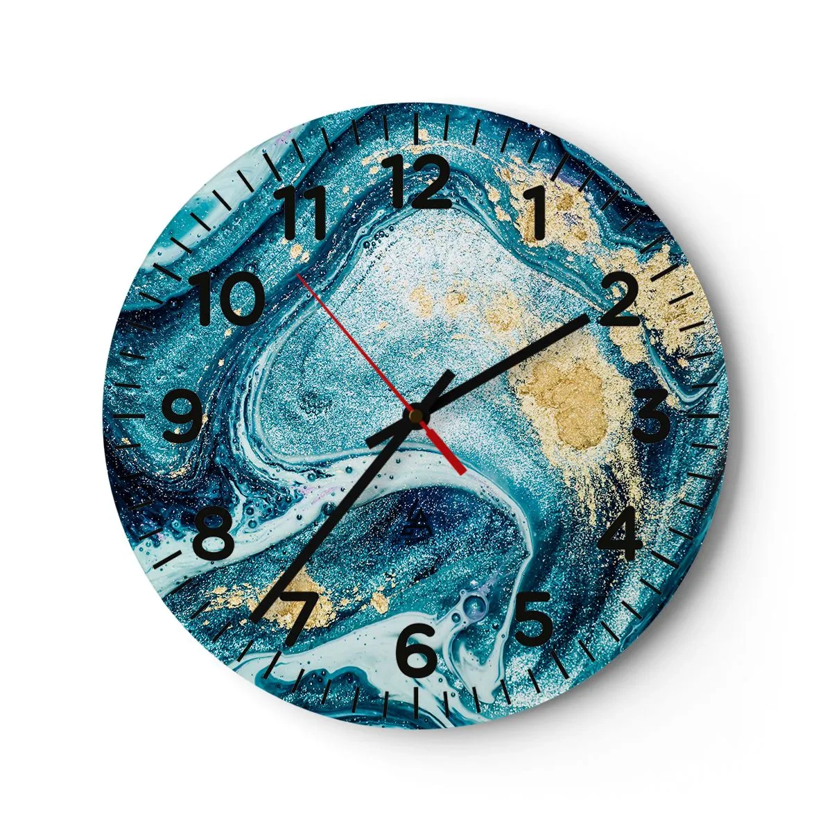 Reloj de pared - Reloj de vidrio - Vórtice azul - 30x30 cm